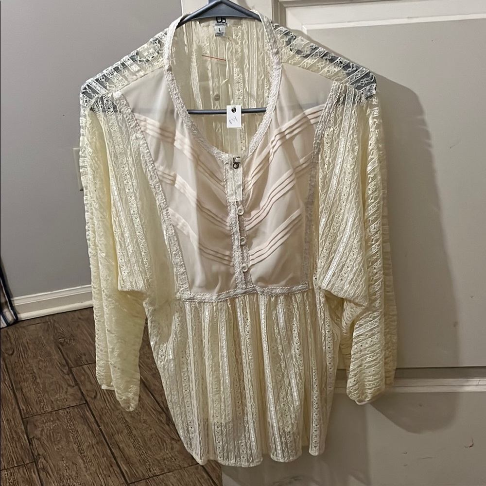 Elegant Cream Lace Women's Top